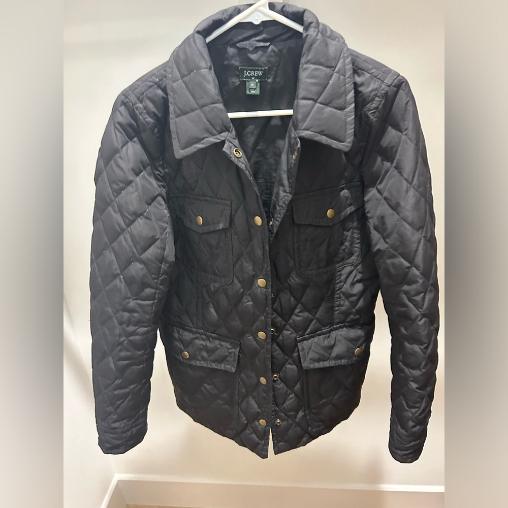 J. Crew black quilted jacket sz medium
